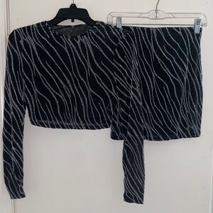 SHEIN Black and Silver Mini Skirt Set